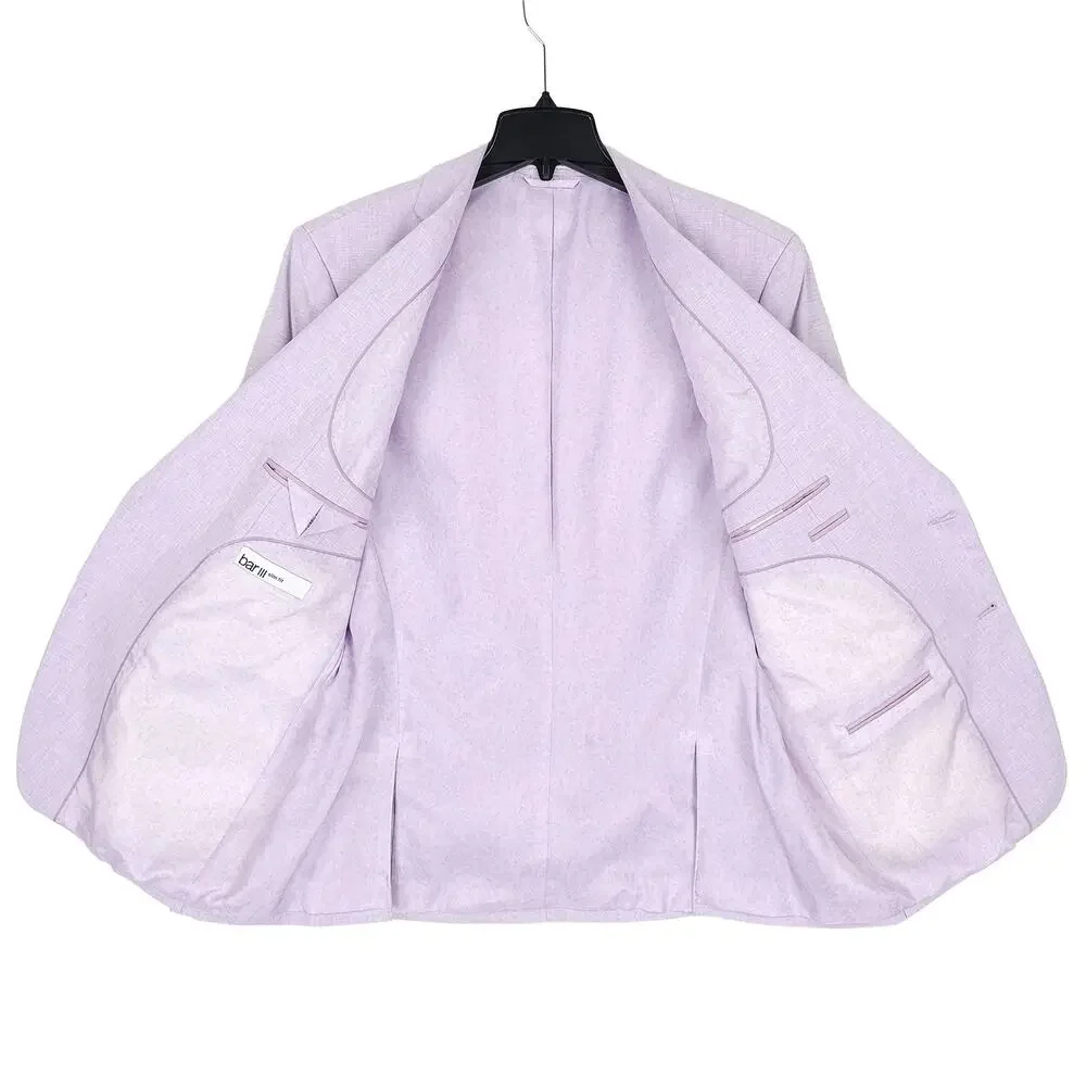 Bar III Mens Slim Fit 2 Piece Suit 40R 31x30 Lavender Purple Solid Linen Cotton